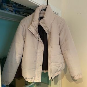 Stone collared puffer jacket